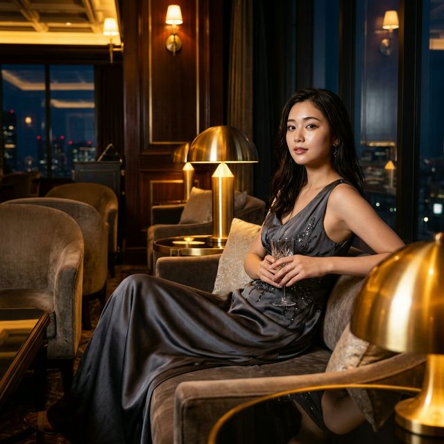 ラグジュアリーなラウンジにいる絶世の美女